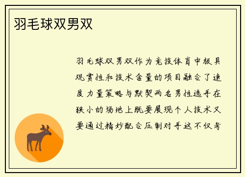 羽毛球双男双